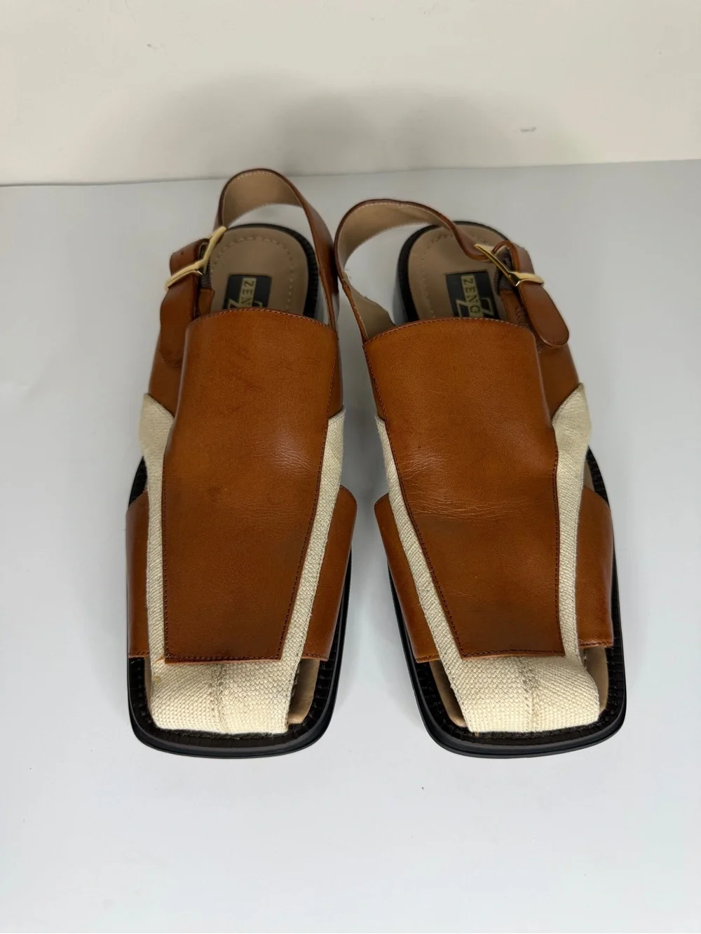 Zengara Sandals Vintage Fisherman Strappy Tan Brown Leather Shoes Mens Size 9M